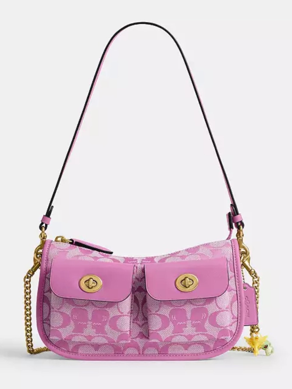 Coach x Brain Dead Twin Turnlock Waverly Bag Fuschia Signature Jacquard - Picture 9 of 13